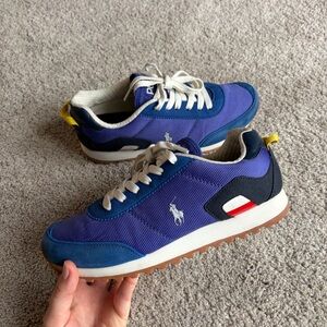 Polo Ralph Lauren Sneakers Size 5 Unisex Blue White Red Yellow Details, Gum Sole